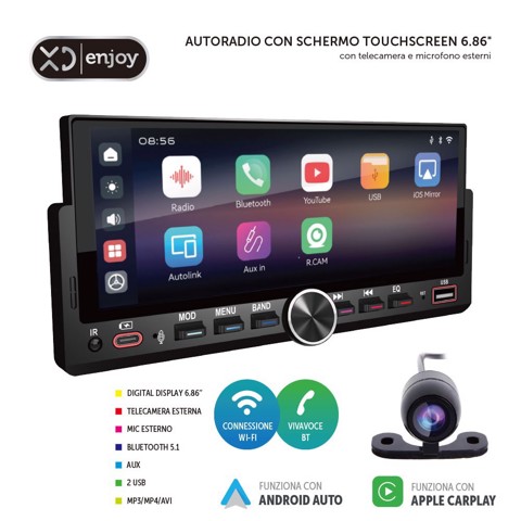 XD Enjoy XDVH9990 Ricevitore multimediale per auto Nero Bluetooth