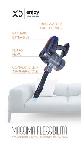 XD Enjoy XDZK33 scopa elettrica Aspirapolvere a bastone 2 in 1 Batteria Secco HEPA Senza sacchetto 150 W Grigio, Arancione, Rosso 2,2 Ah