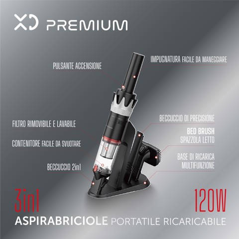 XD Premium Aspirabriciole Portatile Ricaricabile 3 in 1