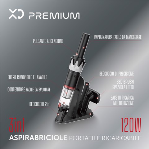 XD Premium Aspirabriciole Portatile Ricaricabile 3 in 1