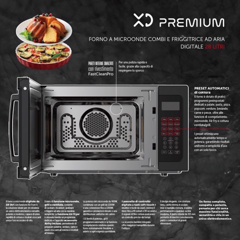 XD Premium XDDWMX28A forno a microonde Nero Microonde combinato Superficie piana 28 L 900 W
