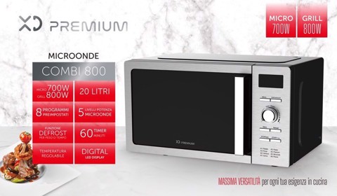 XD Premium XDDWMX70D forno a microonde Argento Microonde con grill Superficie piana 20 L 700 W