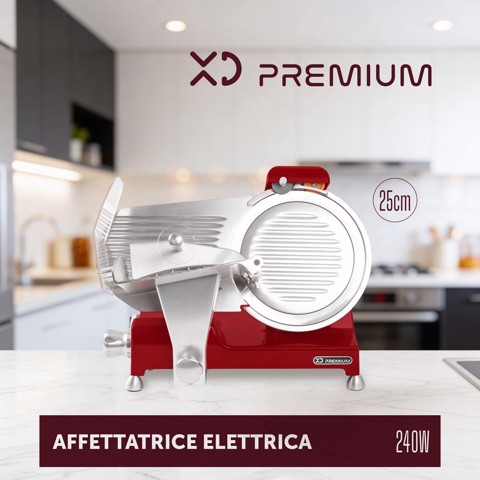 XD Premium XDMIS250RED affettatrice Elettrico 240 W Rosso, Argento Acciaio inox