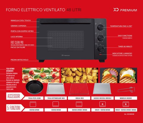 XD Premium XDOMX48 forno 48 L 2000 W Nero