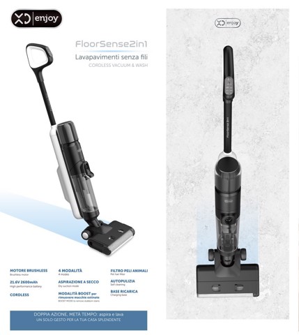 XD Premium XDSWE11M scopa elettrica Aspirapolvere a bastone 2 in 1 Batteria Secco e bagnato Senza sacchetto Nero, Bianco 2,6 Ah