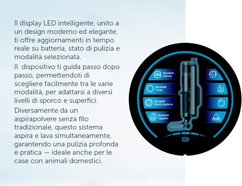 Lavapavimenti e scopa elettrica ricaricabile (2 in 1) Secco e bagnato doppio serbatoio fino a 60 minuti di autonomia. XDSWE33M