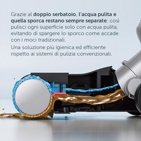Lavapavimenti e scopa elettrica ricaricabile (2 in 1) Secco e bagnato doppio serbatoio fino a 60 minuti di autonomia. XDSWE33M