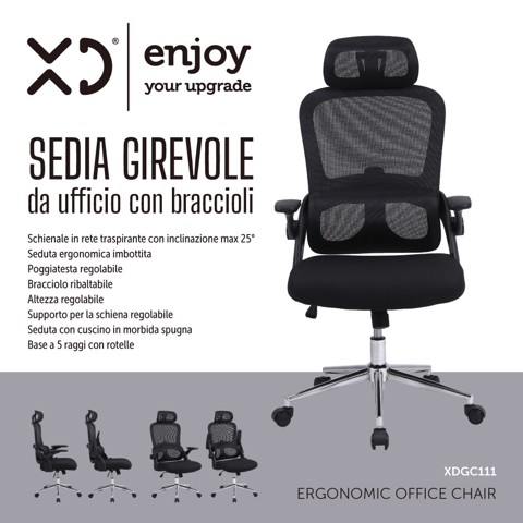 XD Enjoy Sedia girevole da ufficio con braccioli