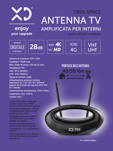 XD Enjoy XDANT513BLK antenna televisiva Interno