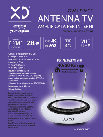 XD Enjoy XDANT513WHT antenna televisiva Interno
