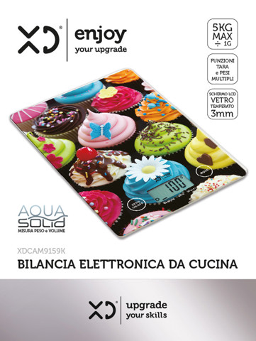 XD Enjoy XDCAM9159K bilancia da cucina Multicolore Superficie piana Rettangolo Bilancia da cucina elettronica