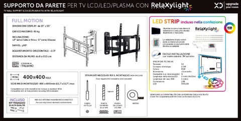 XD Enjoy XDCIM43ALED Supporto TV a parete 139,7 cm (55") Nero