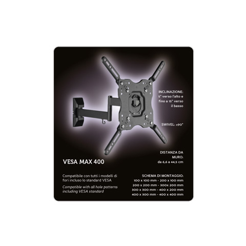 XD Enjoy XDCIM4433X Supporto TV a parete 139,7 cm (55") Nero