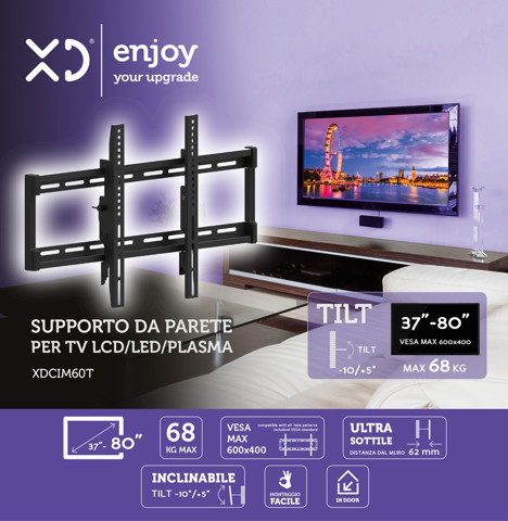 XD Enjoy XDCIM60T Supporto TV a parete 2,03 m (80") Nero