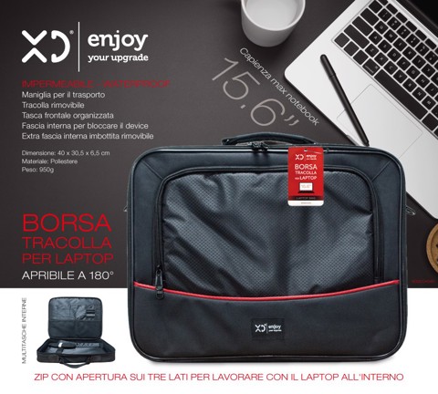 XD Enjoy XDGDC4040 borsa per notebook 39,6 cm (15.6") Borsa con caricamento dall'alto Nero, Rosso