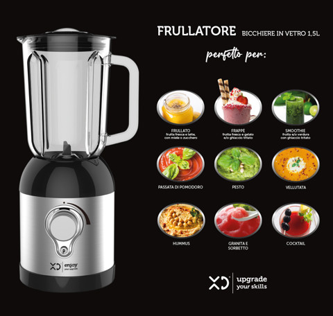 XD Enjoy XDHA220 frullatore 1,5 L Frullatore da tavolo 500 W Nero, Argento