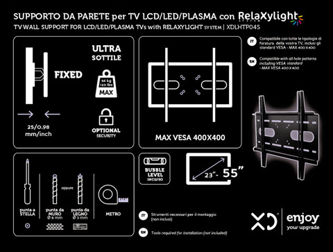 XD Enjoy XDLHTP04S Supporto TV a parete 139,7 cm (55") Nero