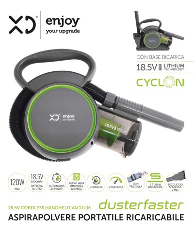 XD Enjoy XDNY273 aspirapolvere senza filo Verde, Grigio Senza sacchetto