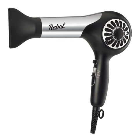 Rebel XDRWBS300 Phon semiprofessionale asciugacapelli 1300 W Nero, Argento linea premium Rebel