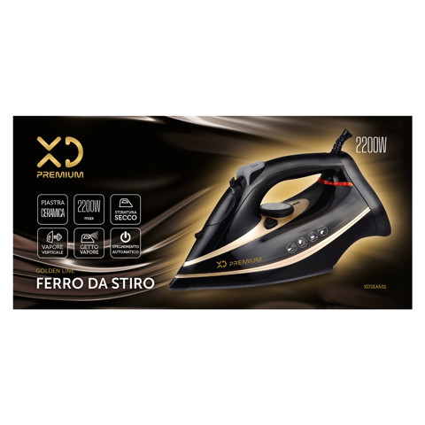 XD Premium XDSEA501 ferro da stiro Ferro da stiro a secco e a vapore Ceramica 2200 W Nero, Oro