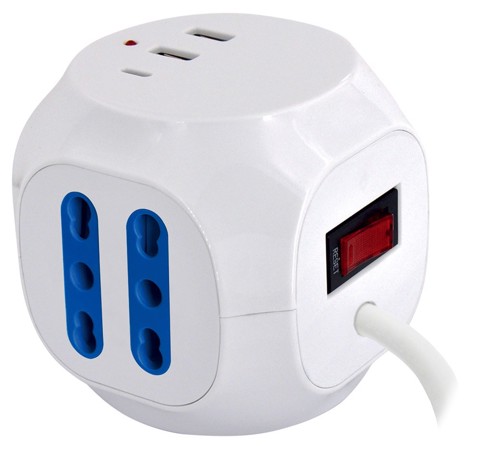 XD Enjoy XDSL1088 prolunghe e multiple 1,5 m 5 presa(e) AC Interno Blu, Bianco