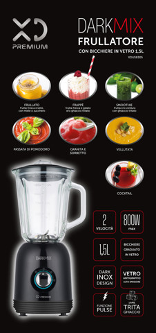 XD Premium XDUS8305 frullatore 1,5 L Frullatore da tavolo 800 W Nero