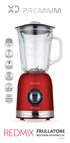 XD Premium XDUS8309 frullatore 1,5 L Frullatore da tavolo 800 W Rosso