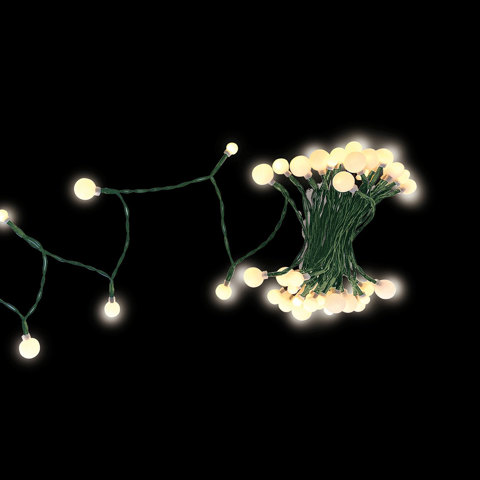 TWEED Catena Luminosa 50 Luci Led A Sfera 3 Dimensioni a Batterie - Luce Bianca Calda