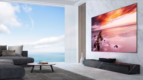 XGIMI Aura videoproiettore Proiettore a raggio ultra corto 2400 ANSI lumen DLP 2160p (3840x2160) Compatibilità 3D Nero, Argento